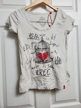 EDC White Tee with Black Cage Graphic - SIZE S (DAMAGED)